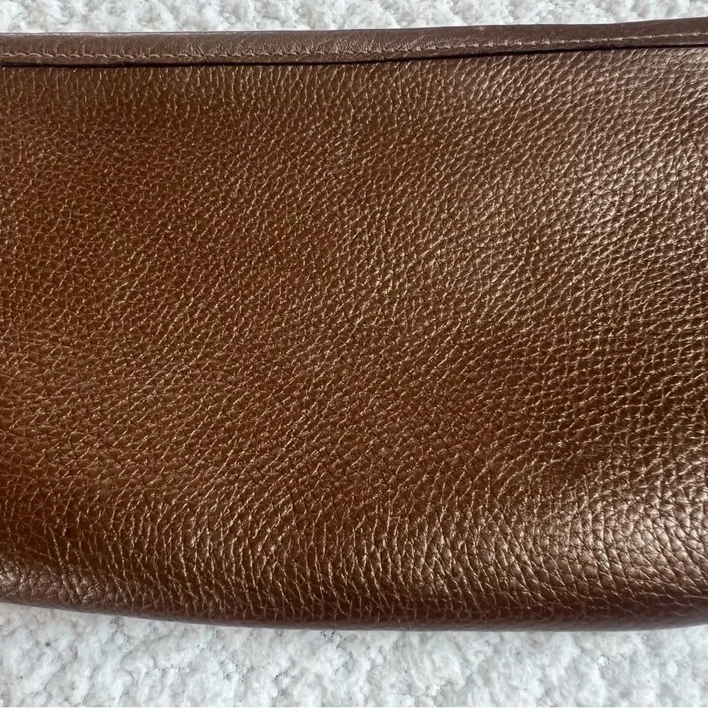 Coach Metallic Pebbled Bronze Pleated Coach Glam Wristlet Clutch Purse #43225